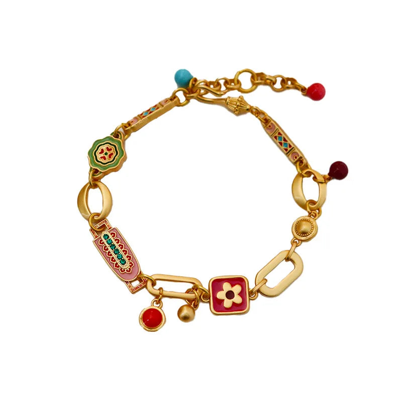 Stainless Steel 18K Gold Plated ColorPop Enamel Bracelet