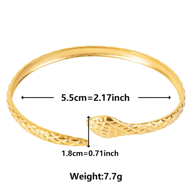 Snake Cuff – Handcrafted Stainless Steel Punk Bracelet for Women