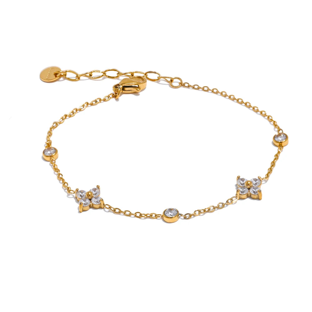 Stainless Steel Zircon Blossom Chain
