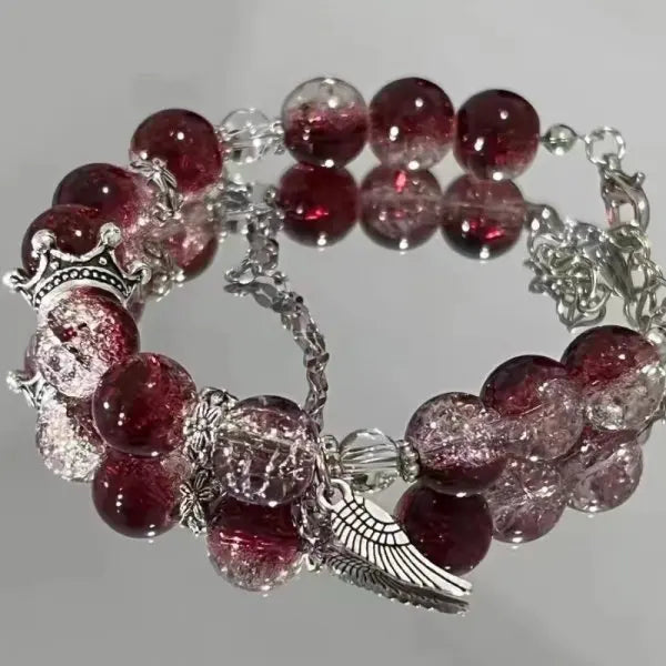 Light Luxury Purple Glass Crystal Beaded Bracelets