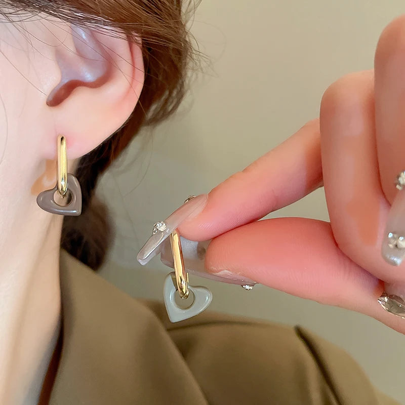 LoveHoop Red Heart Earrings – Geometric Party Jewelry