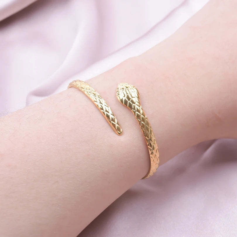 Snake Cuff – Handcrafted Stainless Steel Punk Bracelet for Women