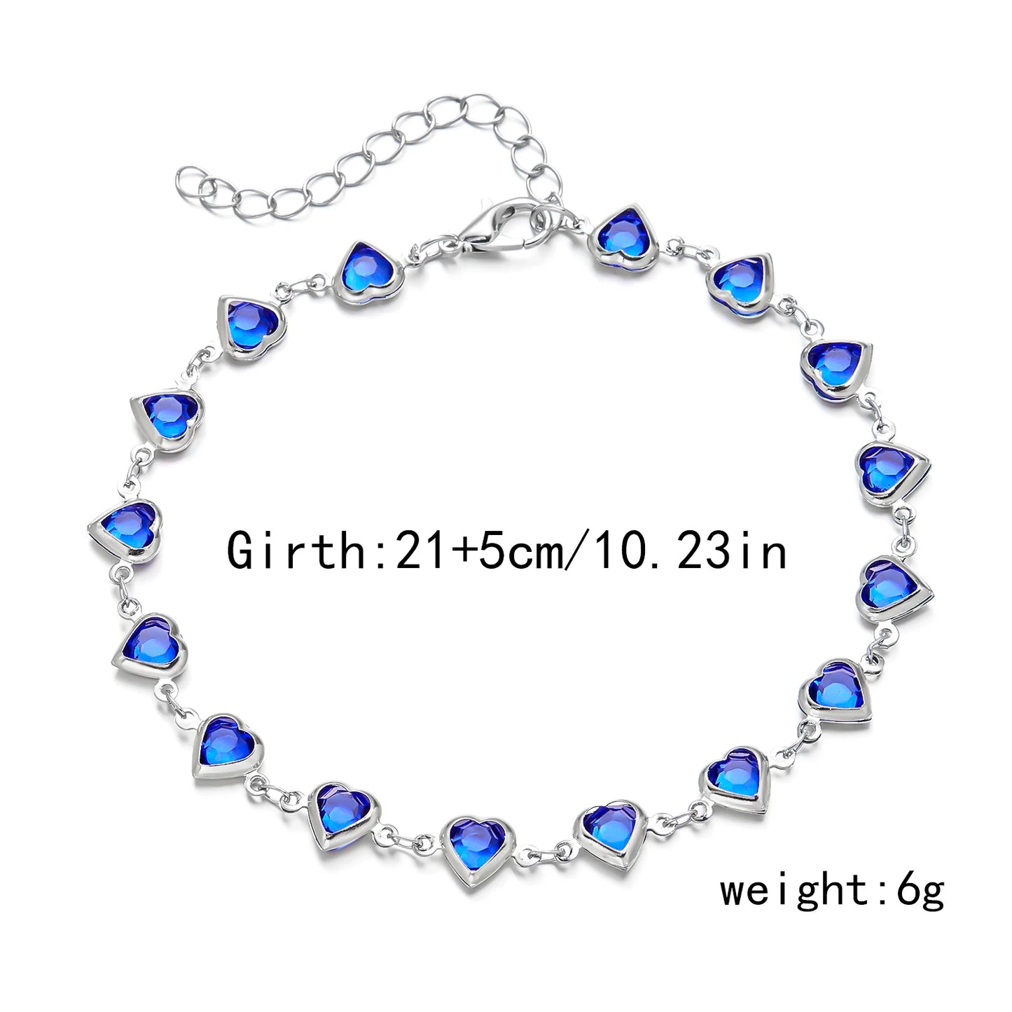 Vintage Boho Love Heart Crystal Colorful Anklet for Women Butterfly