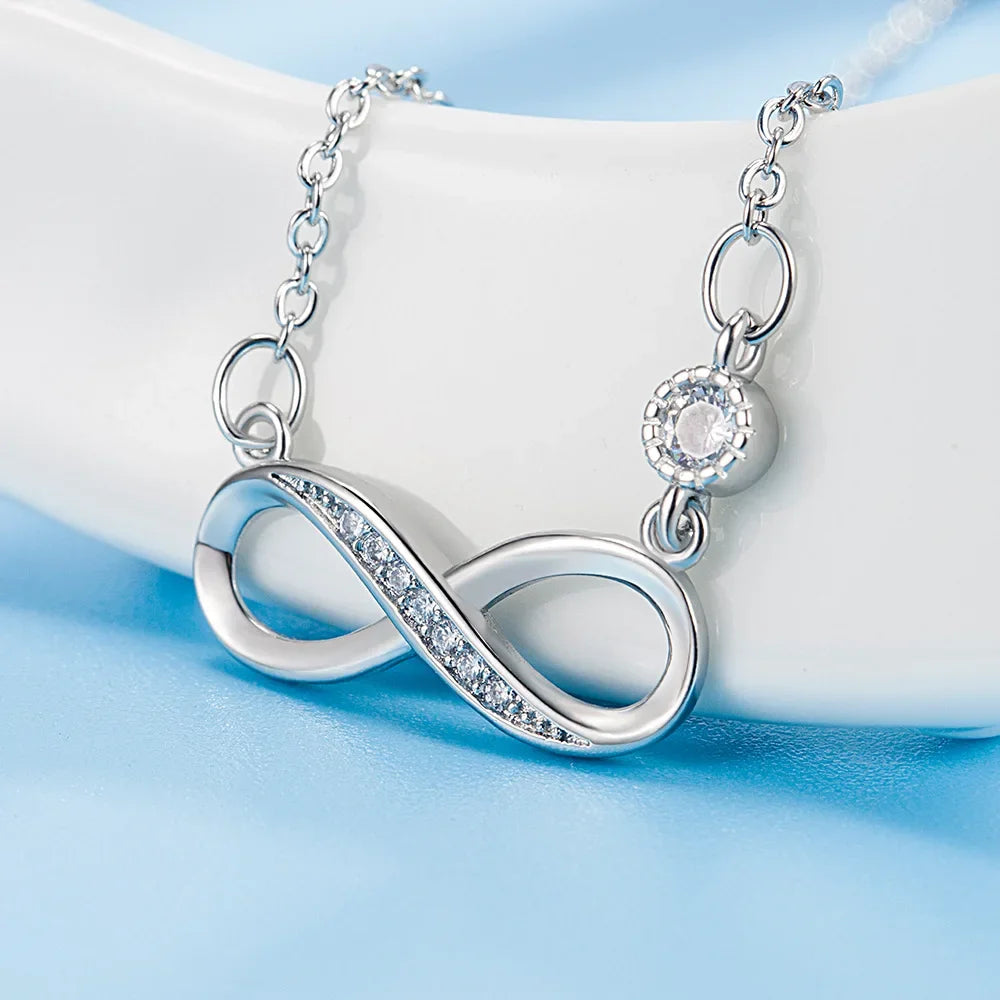 "Infinite Love Sterling Silver Zircon Necklace