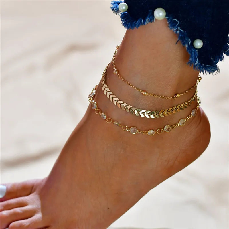 Boho Tassel Chain Anklet | Snake Starfish Heart Charms