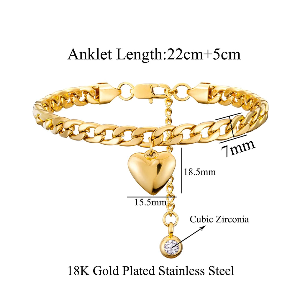 Cuban Link Anklet for Women | Gold Stainless Steel