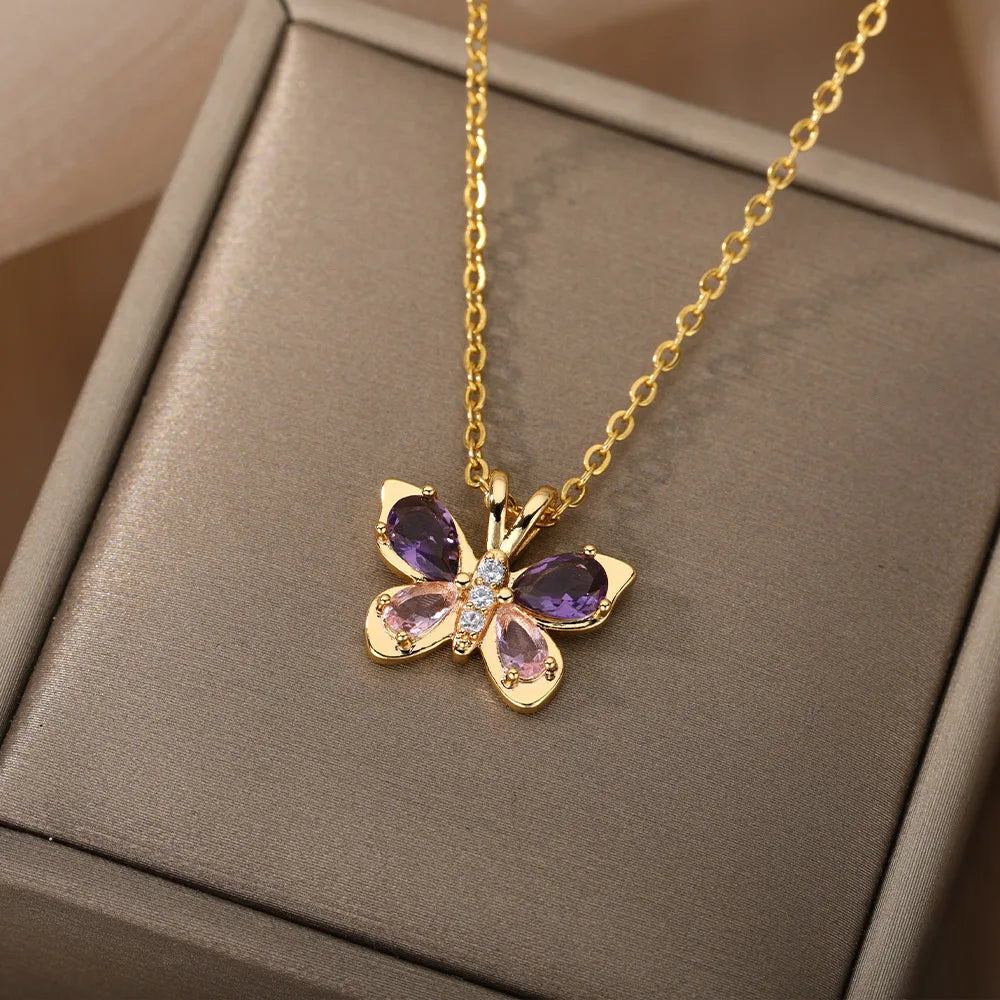 STYLESTYLE Crystal Butterfly Necklace