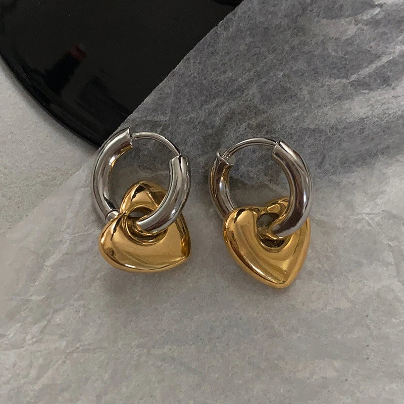 Stainless Steel Droplet Stud Earrings - Vintage Two Way Mix Color Jewelry