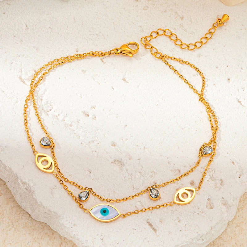 316L Stainless Double Layered Flower Butterfly Anklet