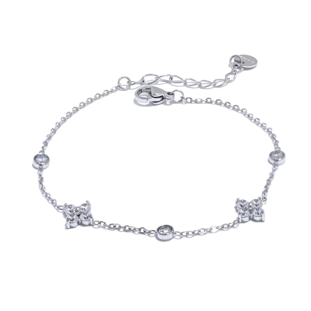 Stainless Steel Zircon Blossom Chain