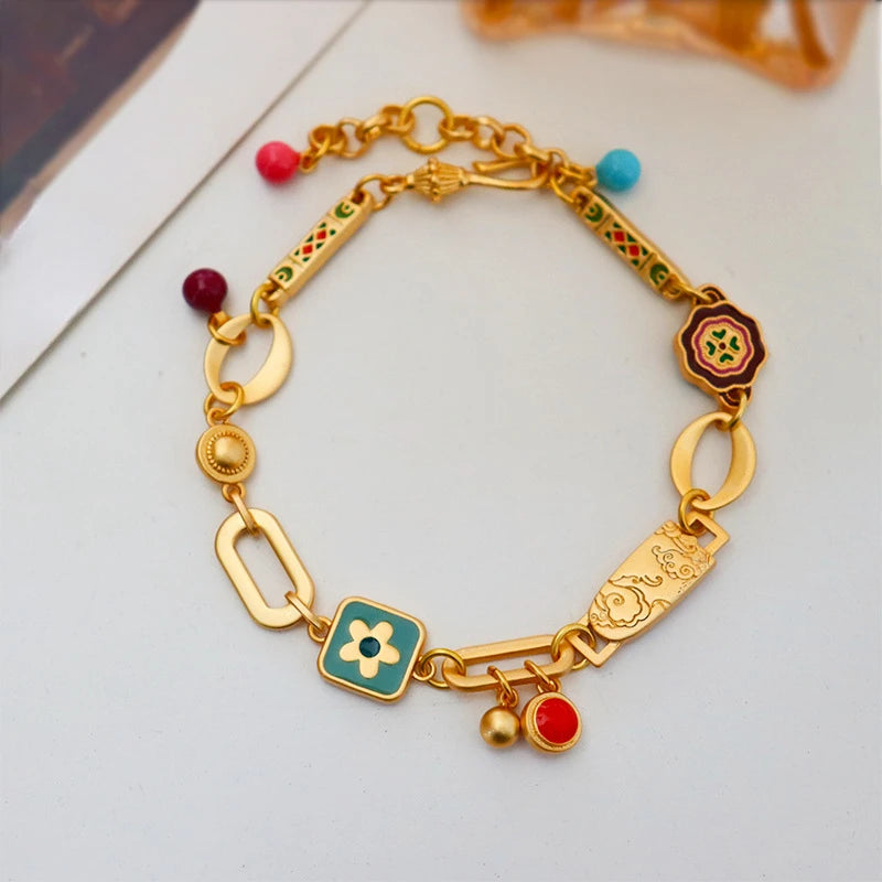 Stainless Steel 18K Gold Plated ColorPop Enamel Bracelet