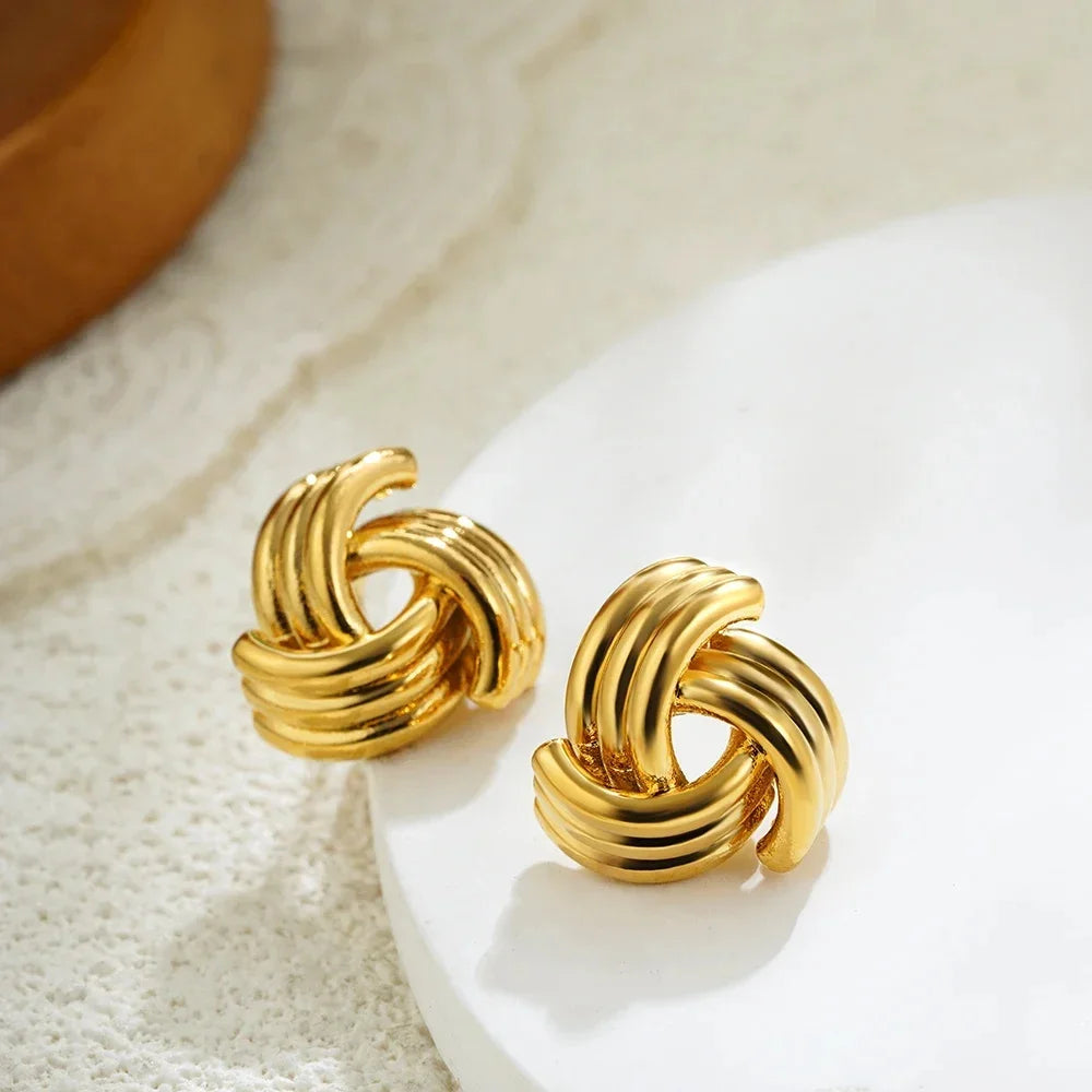 Vintage Glossy Knot Earrings | Stainless Steel Gift
