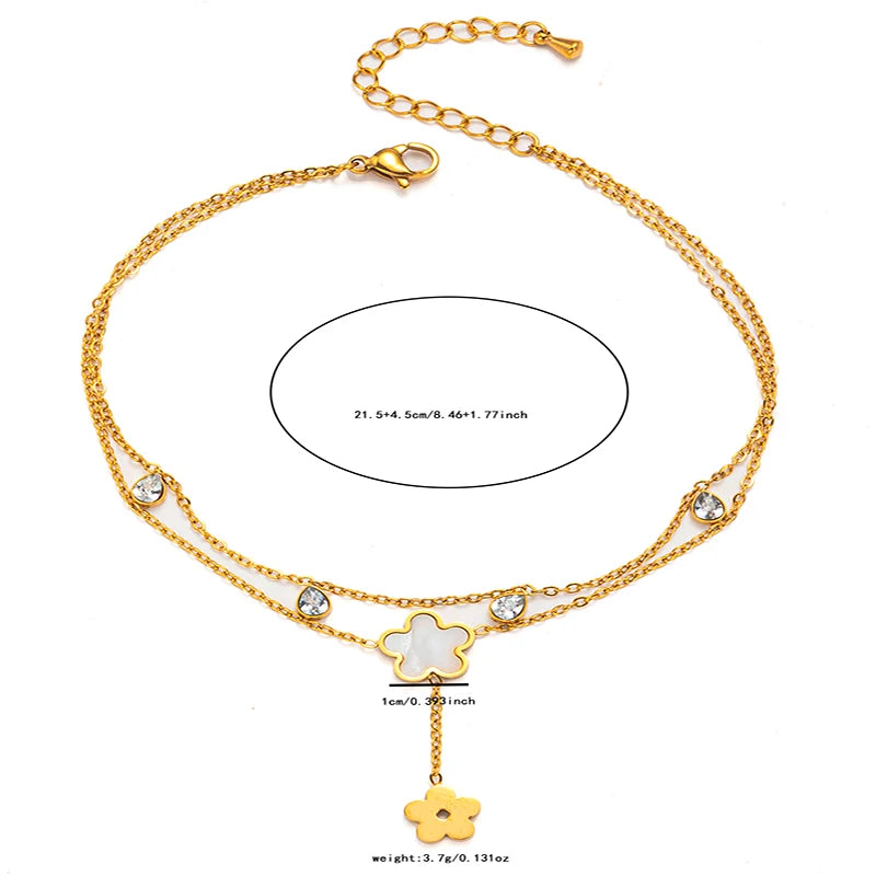 316L Stainless Double Layered Flower Butterfly Anklet