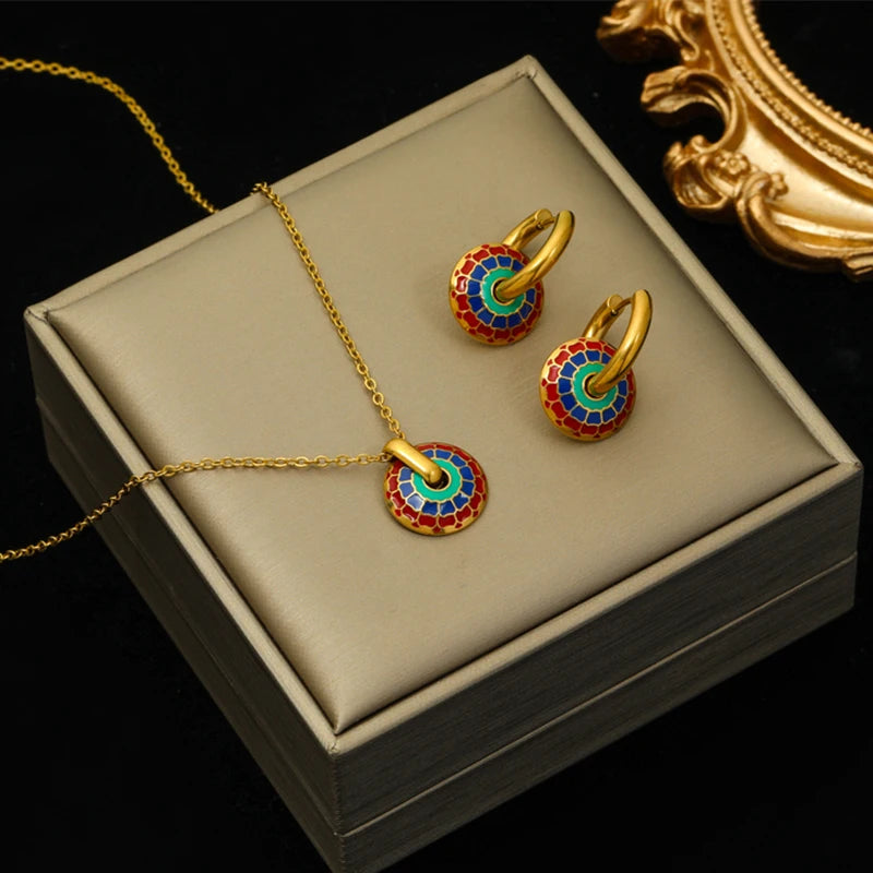 Vintage Flower Set | 316L Stainless Steel Waterproof Jewelry