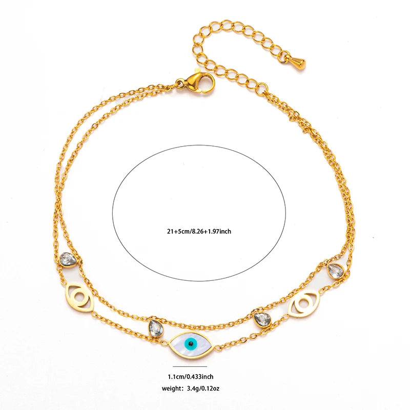 316L Stainless Double Layered Flower Butterfly Anklet