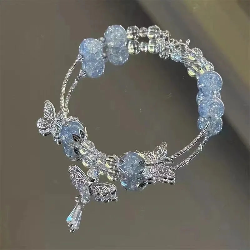 Light Luxury Purple Glass Crystal Beaded Bracelets