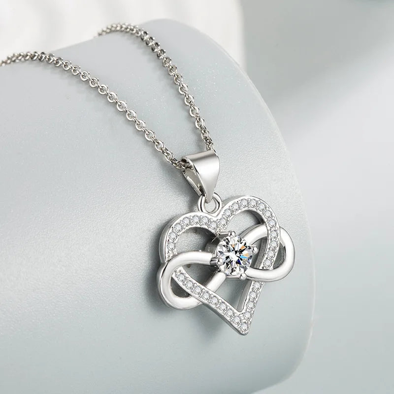 Luxury Infinity Love Heart Zircon Necklace Her
