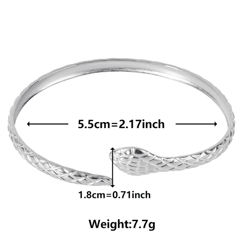 Snake Cuff – Handcrafted Stainless Steel Punk Bracelet for Women