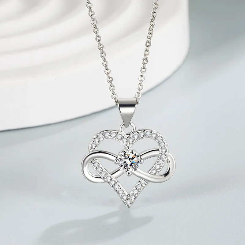 Luxury Infinity Love Heart Zircon Necklace Her