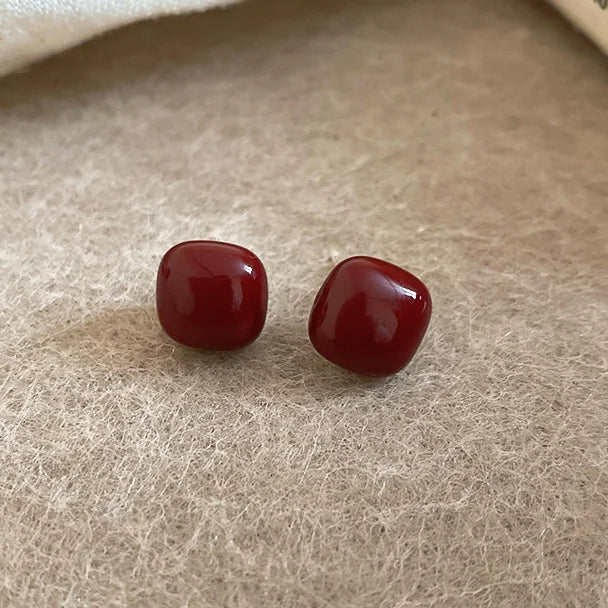 LoveHoop Red Heart Earrings – Geometric Party Jewelry