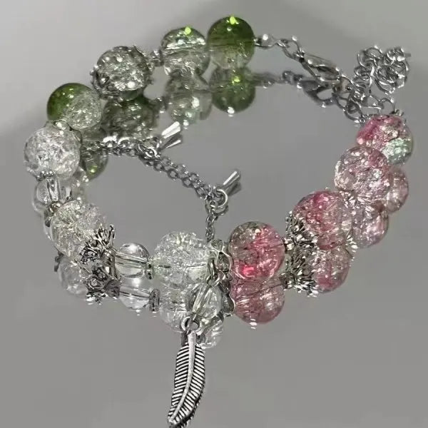 Light Luxury Purple Glass Crystal Beaded Bracelets