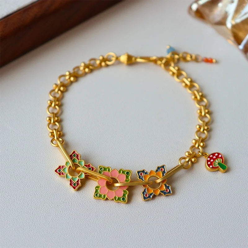 Stainless Steel 18K Gold Plated ColorPop Enamel Bracelet