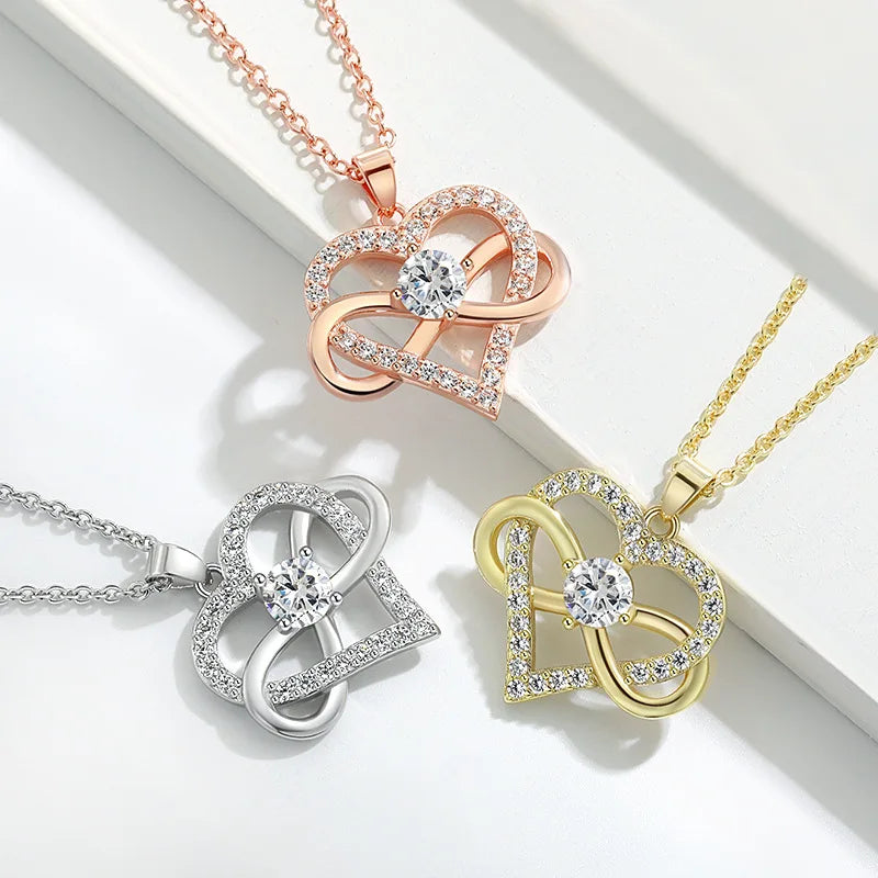 Luxury Infinity Love Heart Zircon Necklace Her