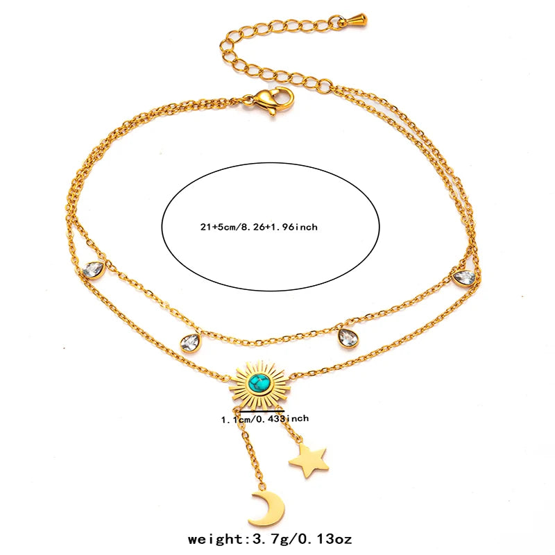 316L Stainless Double Layered Flower Butterfly Anklet