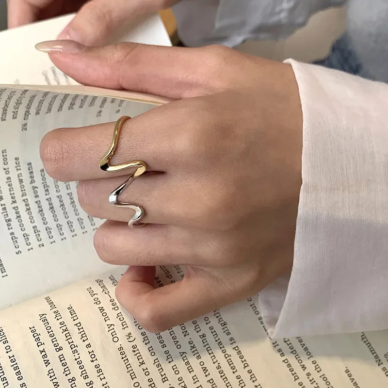 Stainless Steel Ripple Shine Ring