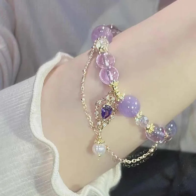 Light Luxury Purple Glass Crystal Beaded Bracelets