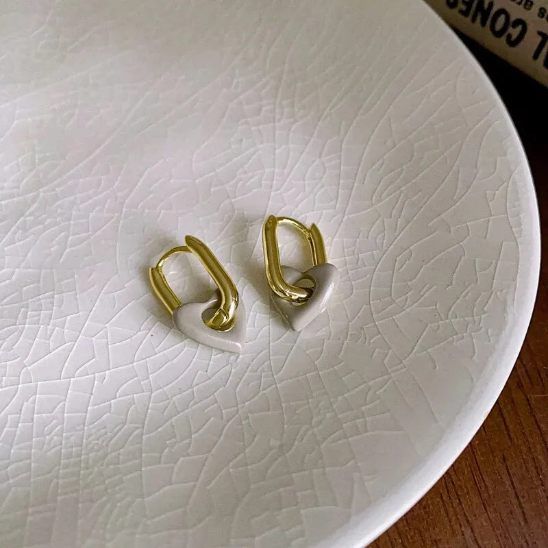 LoveHoop Red Heart Earrings – Geometric Party Jewelry