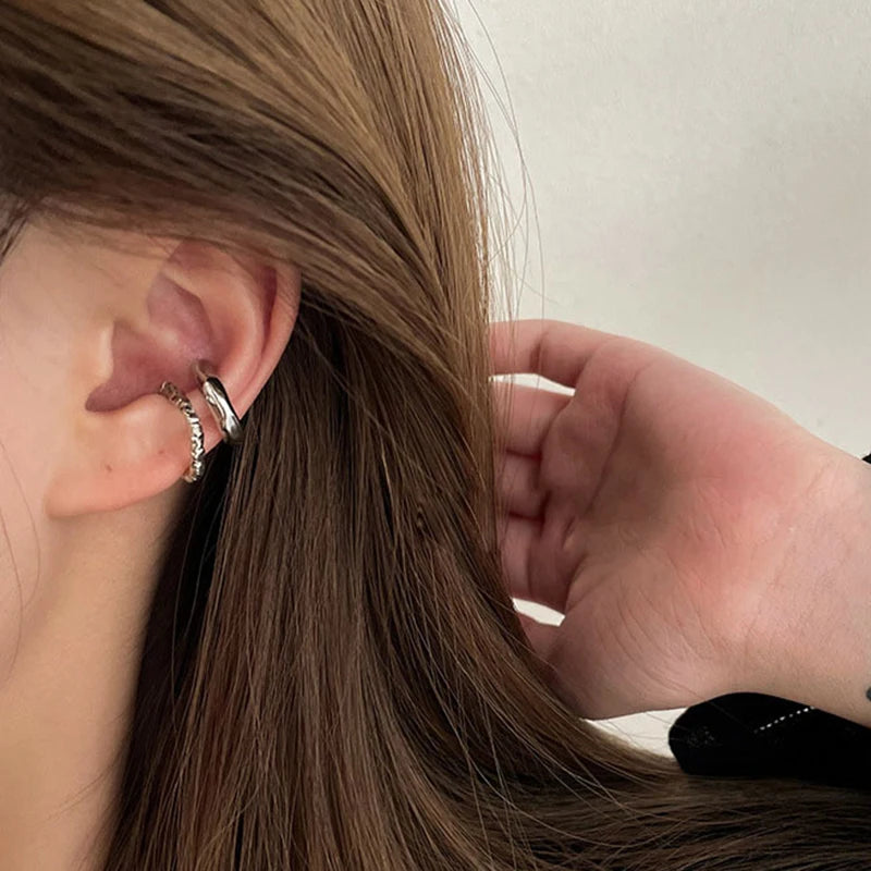 Punk Style Non-Piercing Ear Cuff - Irregular Geometric Metal Fake Cartilage Earring