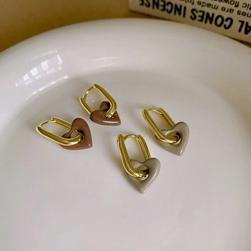 LoveHoop Red Heart Earrings – Geometric Party Jewelry