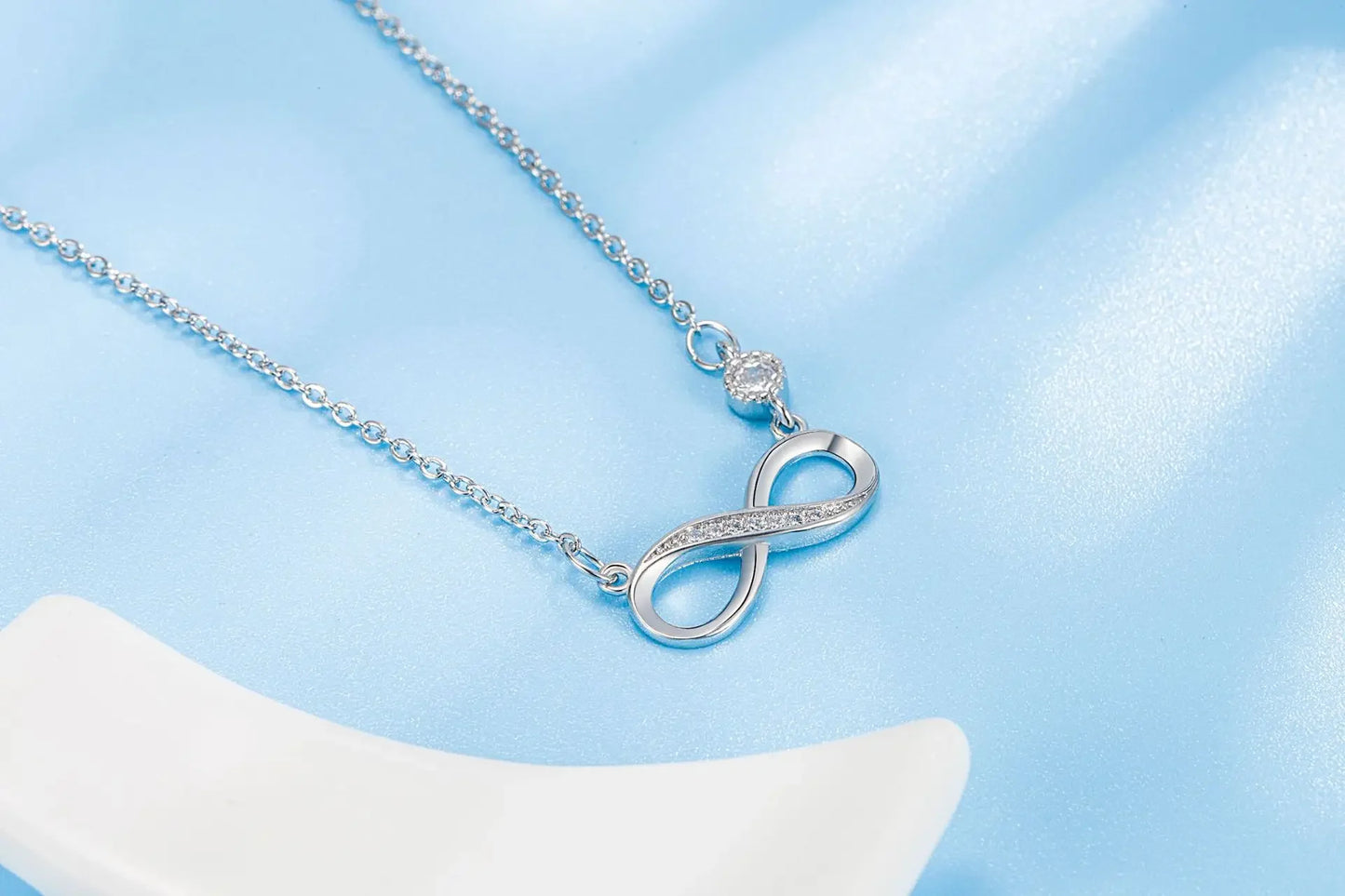 "Infinite Love Sterling Silver Zircon Necklace