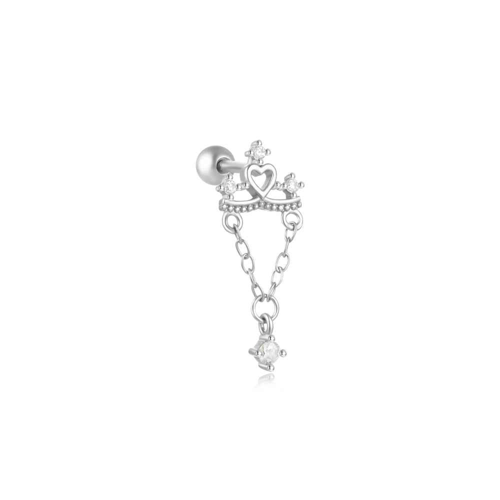 925 Sterling Silver Crown Horse Eye Zircon Heart