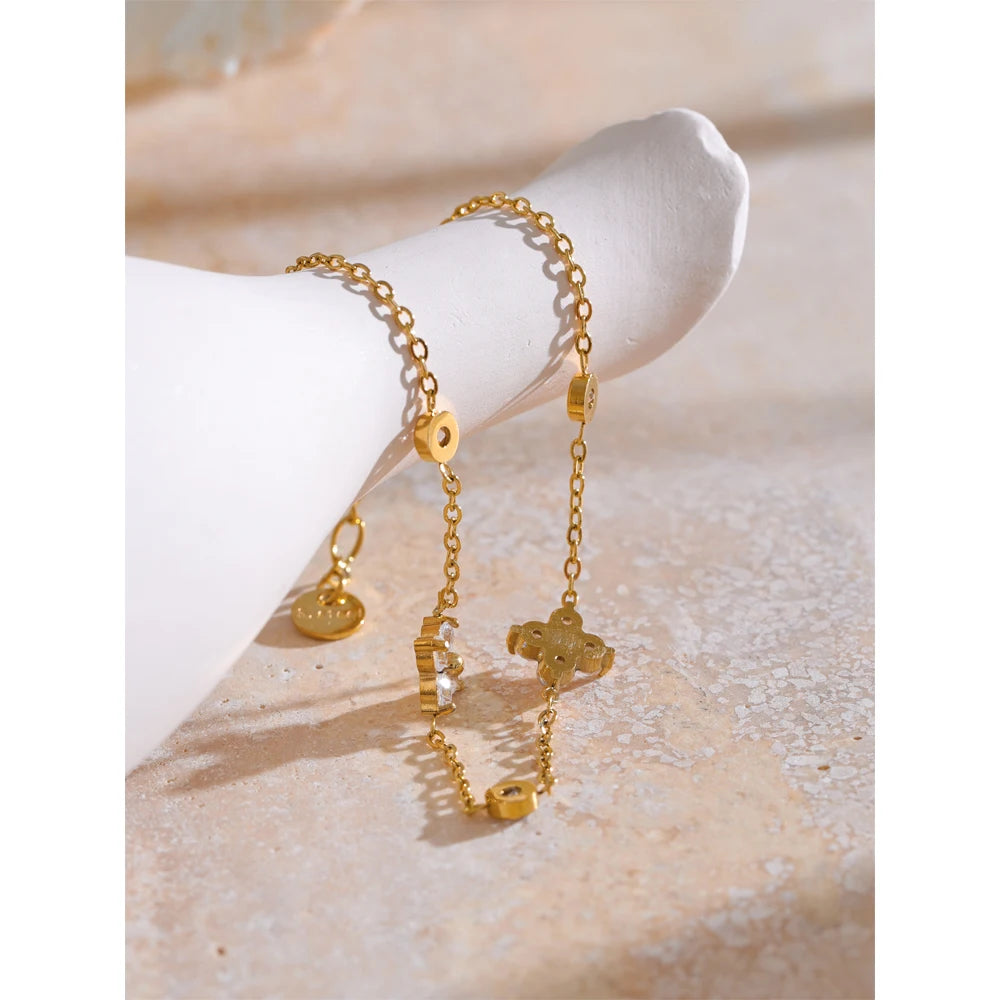 Stainless Steel Zircon Blossom Chain