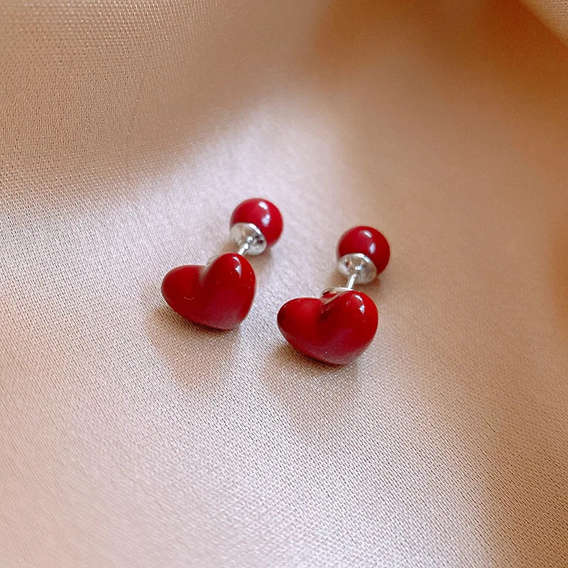 LoveHoop Red Heart Earrings – Geometric Party Jewelry
