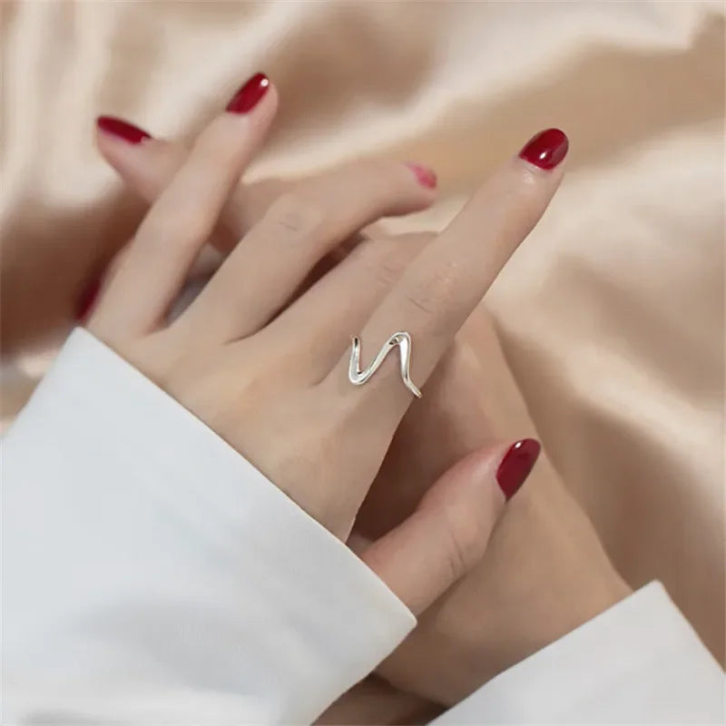 Stainless Steel Ripple Shine Ring