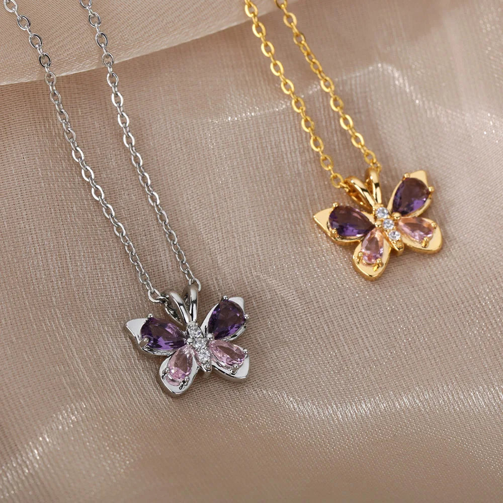 STYLESTYLE Crystal Butterfly Necklace