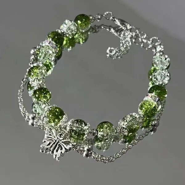 Light Luxury Purple Glass Crystal Beaded Bracelets