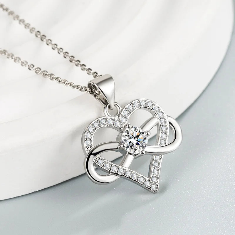 Luxury Infinity Love Heart Zircon Necklace Her