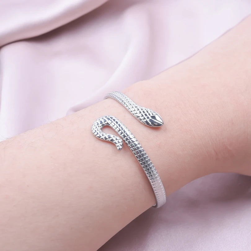 Snake Cuff – Handcrafted Stainless Steel Punk Bracelet for Women