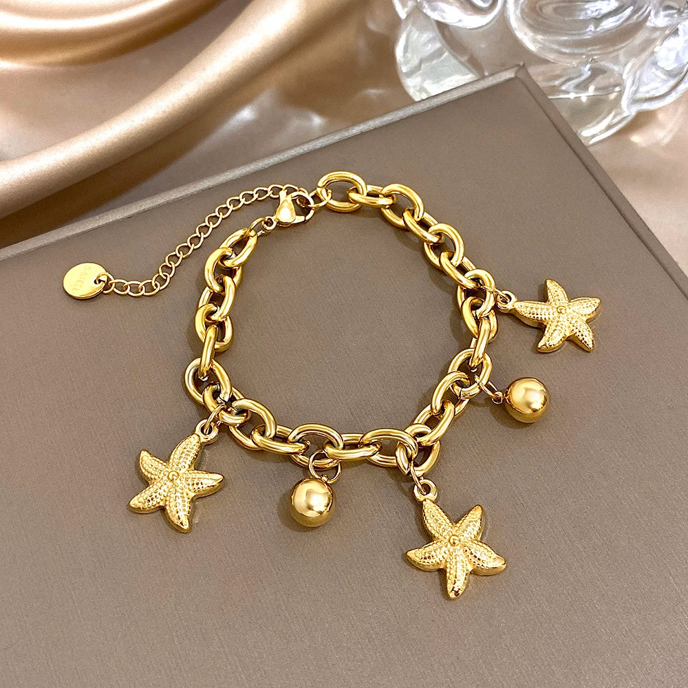 Stainless Steel Starfish Whisper Bangle