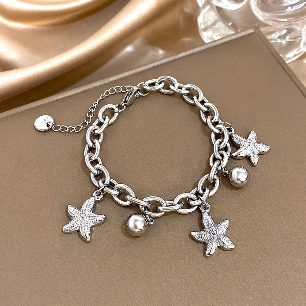 Stainless Steel Starfish Whisper Bangle