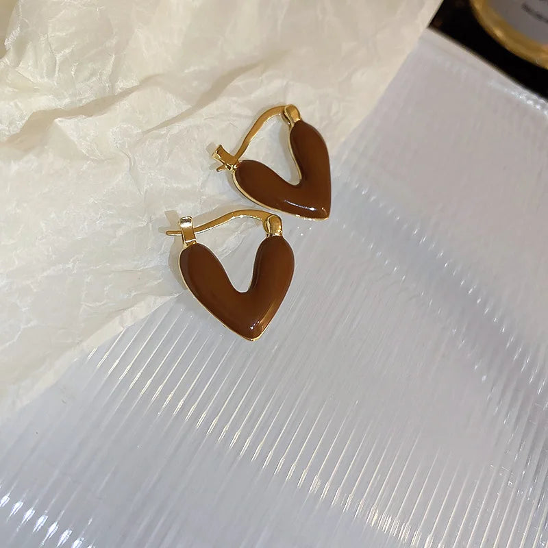 LoveHoop Red Heart Earrings – Geometric Party Jewelry