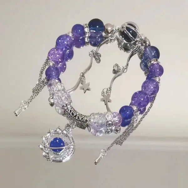 Light Luxury Purple Glass Crystal Beaded Bracelets