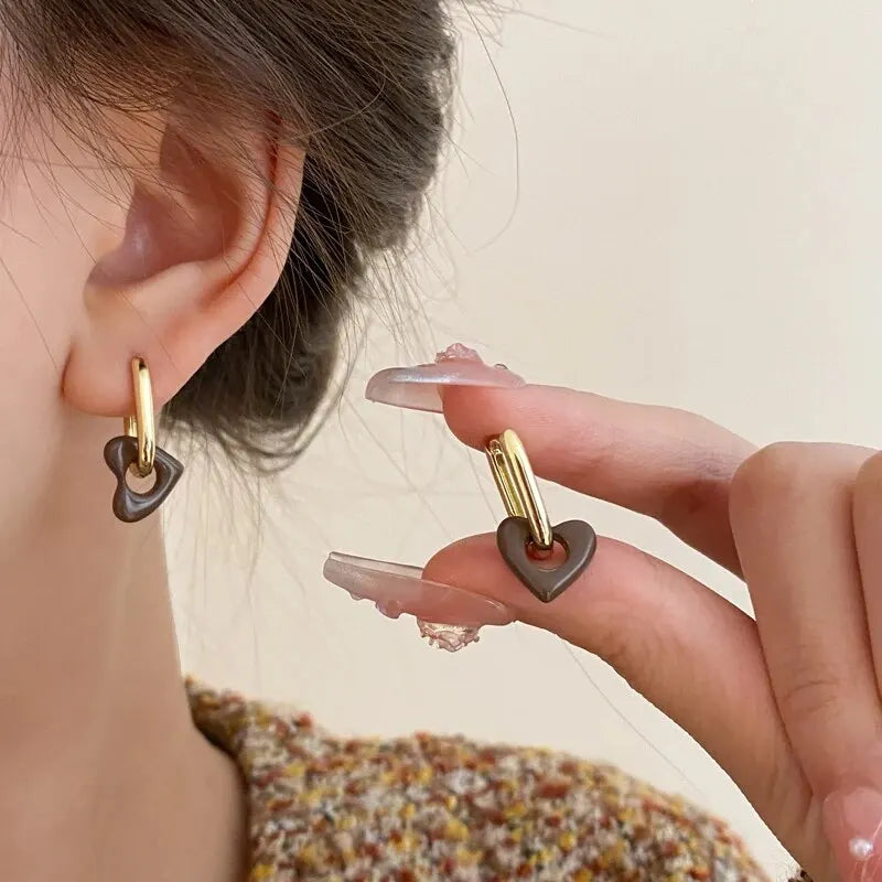 LoveHoop Red Heart Earrings – Geometric Party Jewelry