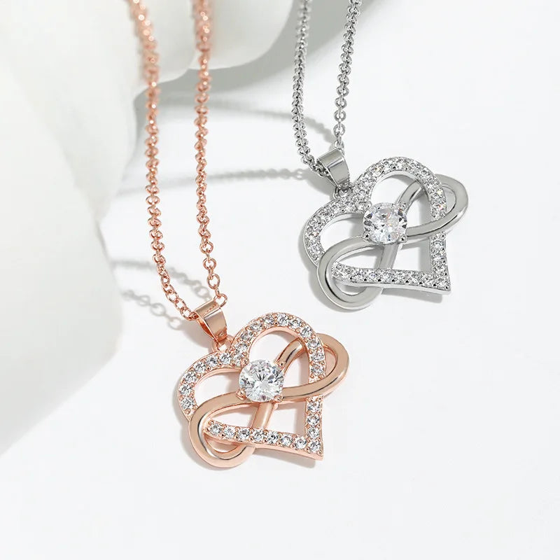Luxury Infinity Love Heart Zircon Necklace Her