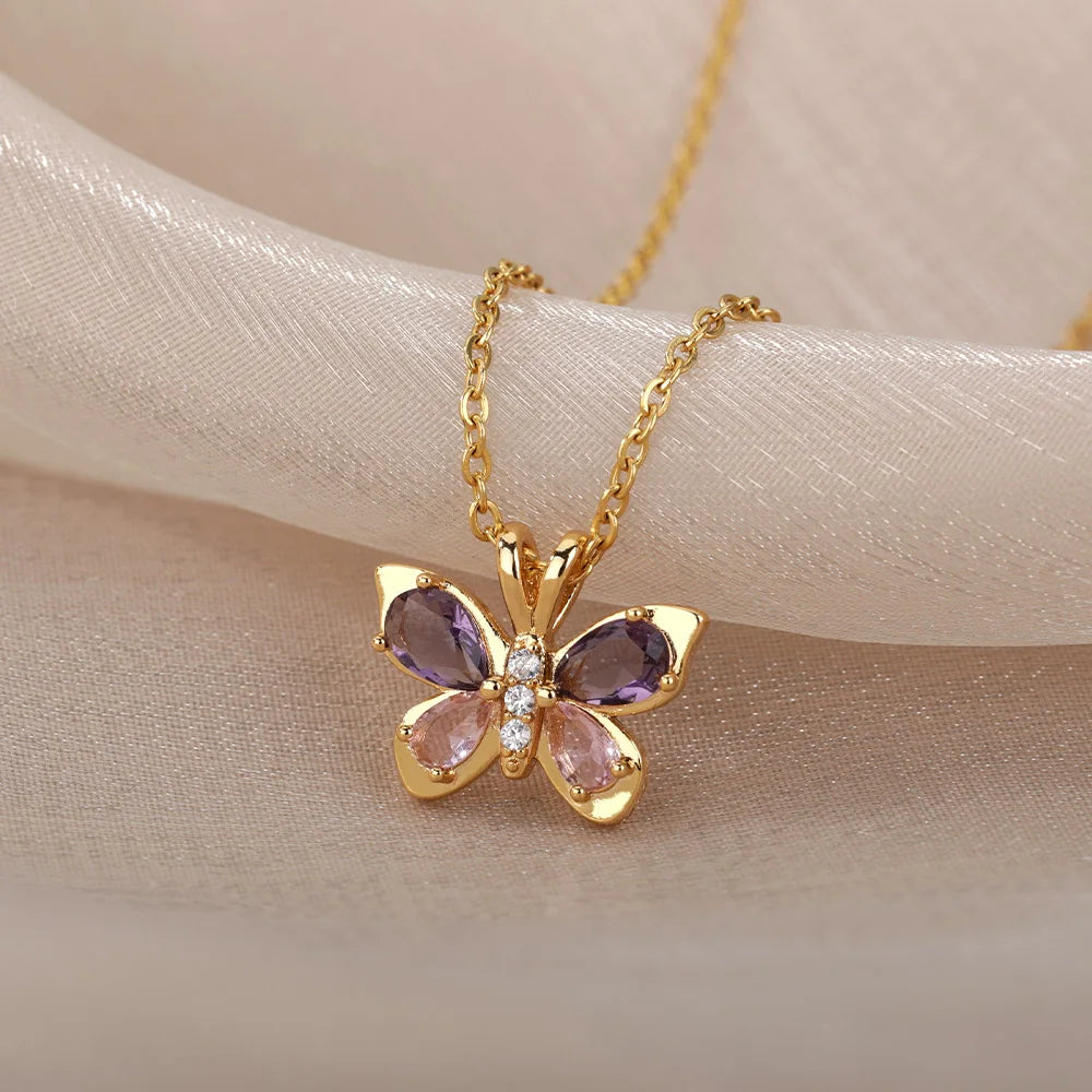 STYLESTYLE Crystal Butterfly Necklace