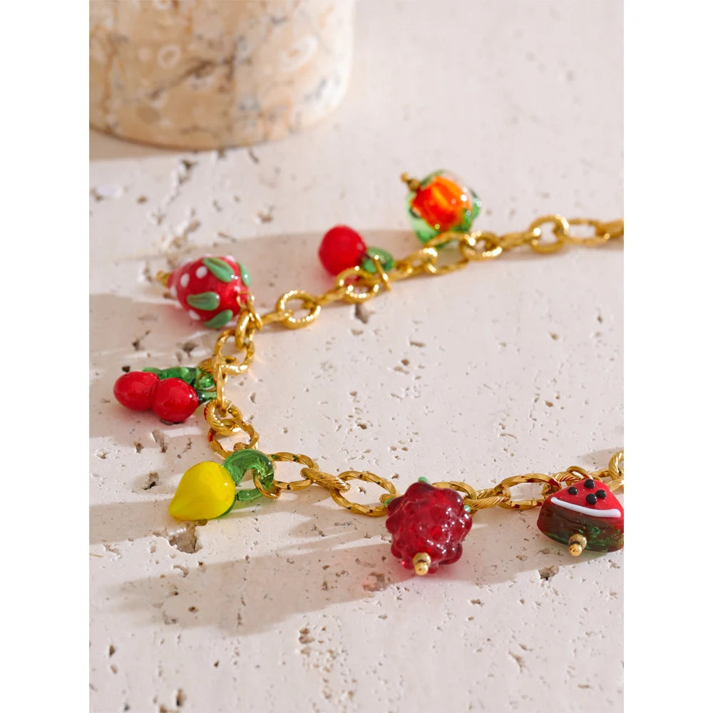 Stainless Steel Fruit Charm Necklace